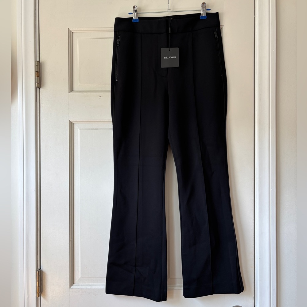 St. John Black Wide-Leg Trousers